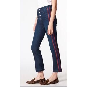 Veronica Beard Carolyn 10” Baby Boot Midnight Fray Jeans W/ Stripe Sz 27